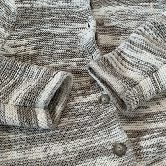 Lands’ End 💯% Cotton Women’s White Gray Button Down Cardigan Sweater Size Small - Picture 8 of 17